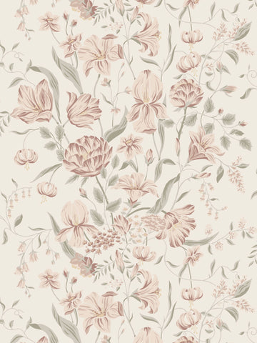 scalamandre - karins bukett powder pink wallpaper - wsb 00641016