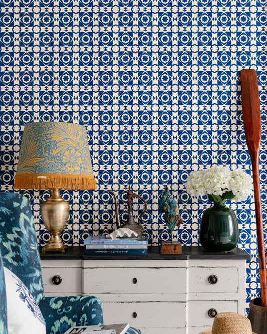 Mind The Gap - AEGEAN TILES Indigo Wallpaper - WP30051