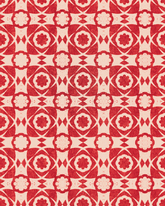 Mind The Gap - AEGEAN TILES Red Wallpaper - WP30052