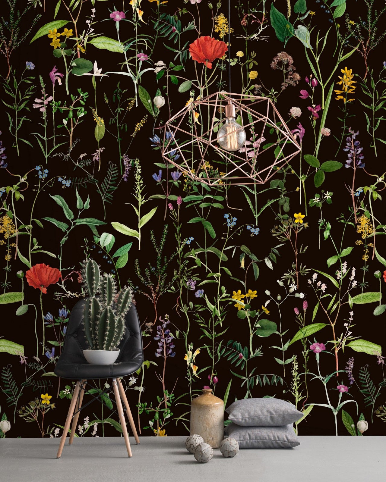 mind the gap - aquafleur anthracite wallpaper - wp20173