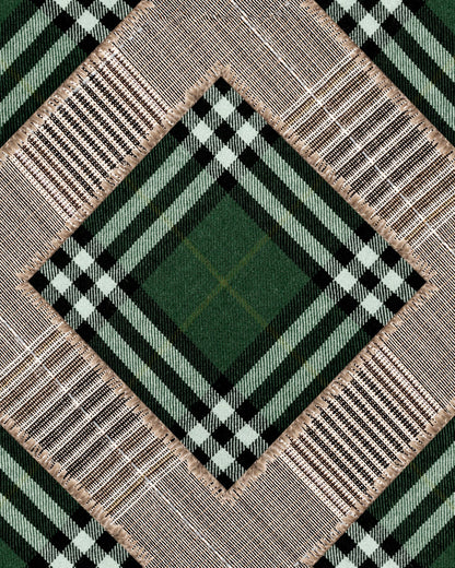Mind The Gap - CHECKERED PATCHWORK British Green Wallpaper - WP20389