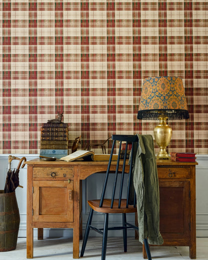 Mind The Gap - COUNTRYSIDE PLAID Charcoal Wallpaper - WP30011