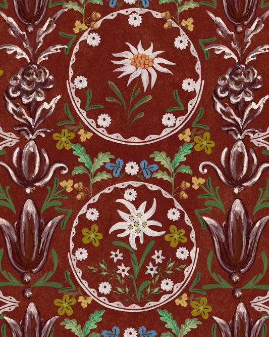 Mind The Gap - EDELWEISS Burgundy Wallpaper - WP20694