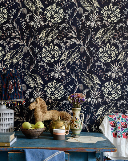 Mind The Gap - FOLK EMBROIDERY Crimson Wallpaper - WP30014