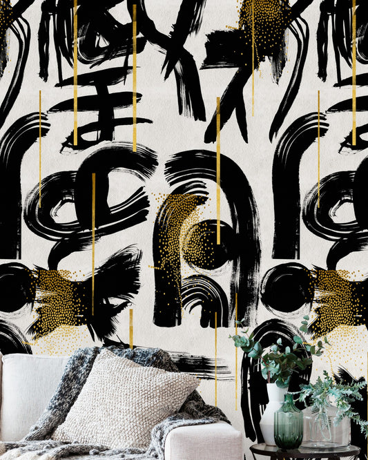 Mind The Gap - GESTURAL ABSTRACTION White Wallpaper - WP20332