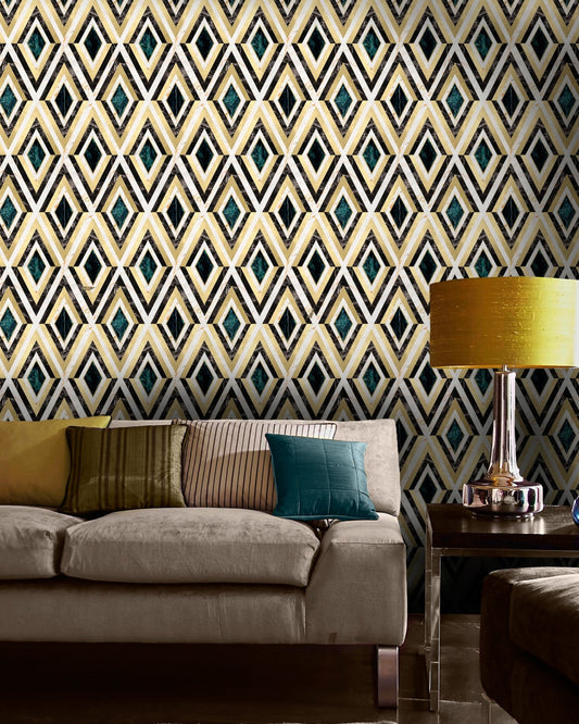 Mind The Gap - DIAMONDS in Brass Metallic edition Wallpaper - WP20292