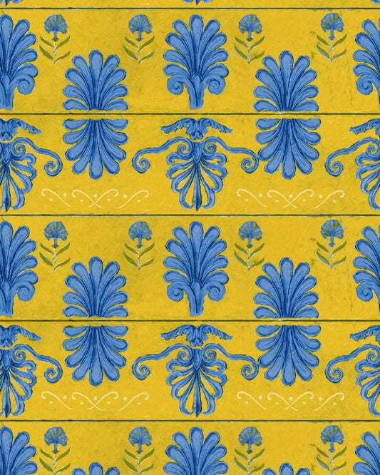 Mind The Gap - MYKONOS VILLA MOTIF Lemon Wallpaper - WP30044
