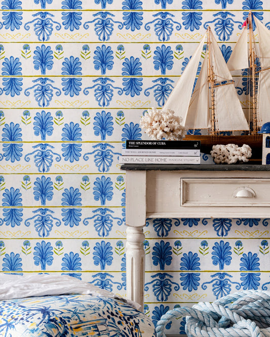 Mind The Gap - MYKONOS VILLA MOTIF White Sand Wallpaper - WP30043