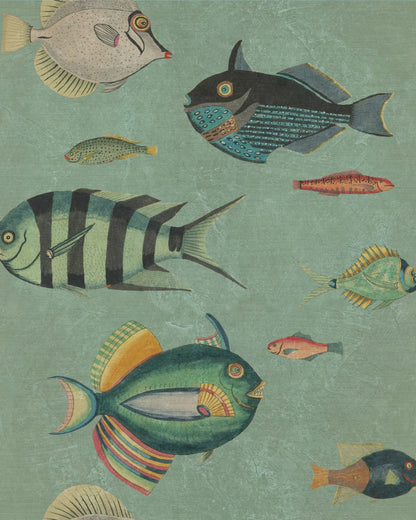 Mind The Gap - POISSONS Green Wallpaper - WP20181