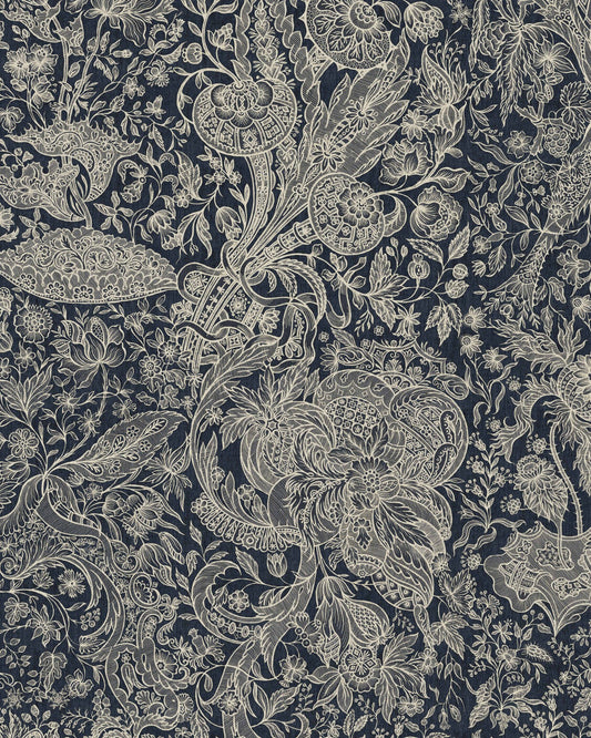 Mind The Gap - SARKOZI EMBROIDERY Indigo Wallpaper - WP30027