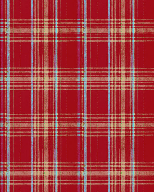 Mind The Gap - SEAPORT PLAID Red Wallpaper - WP30066