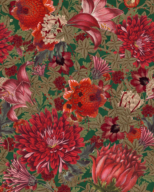 Mind The Gap - THE FLOWERING Green Wallpaper - WP20552