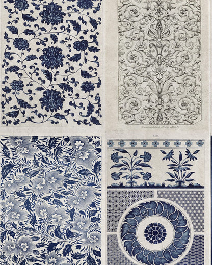 Mind The Gap - CHINESE PATTERN Blue Premium Wallpaper - WP20051