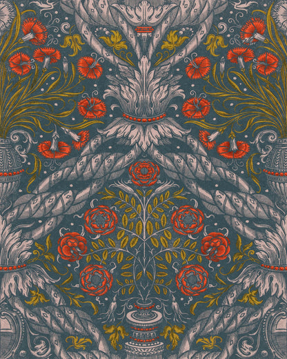 Mind The Gap - FLORAL ORNAMENT Scarlet Wallpaper - WP20471
