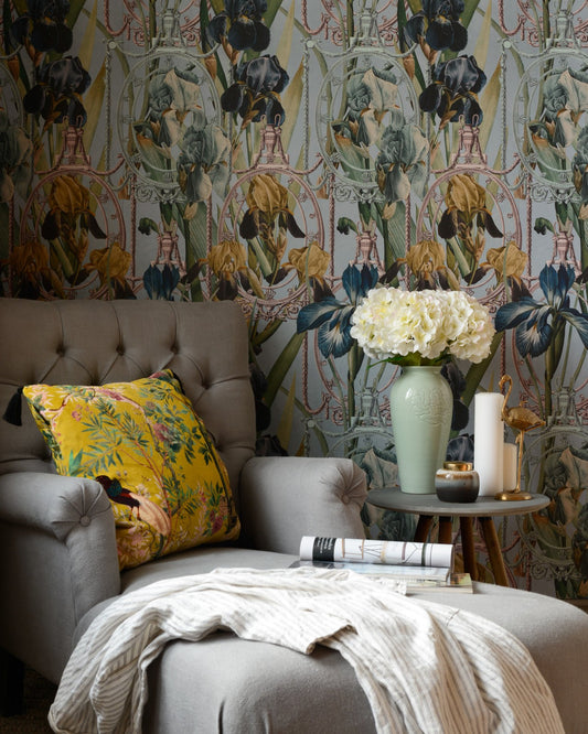 Mind The Gap - FLEURS D'IRIS Aquamarine Wallpaper - WP20476