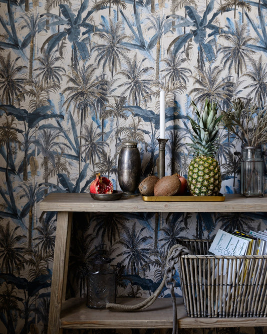 Mind The Gap - THE JUNGLE Smoke Blue Wallpaper - WP20524
